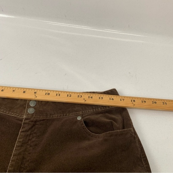 Chicos 2 Corduroy Pants Large/12 Brown Straight Leg Vintage Pockets Stretch - Picture 11 of 11